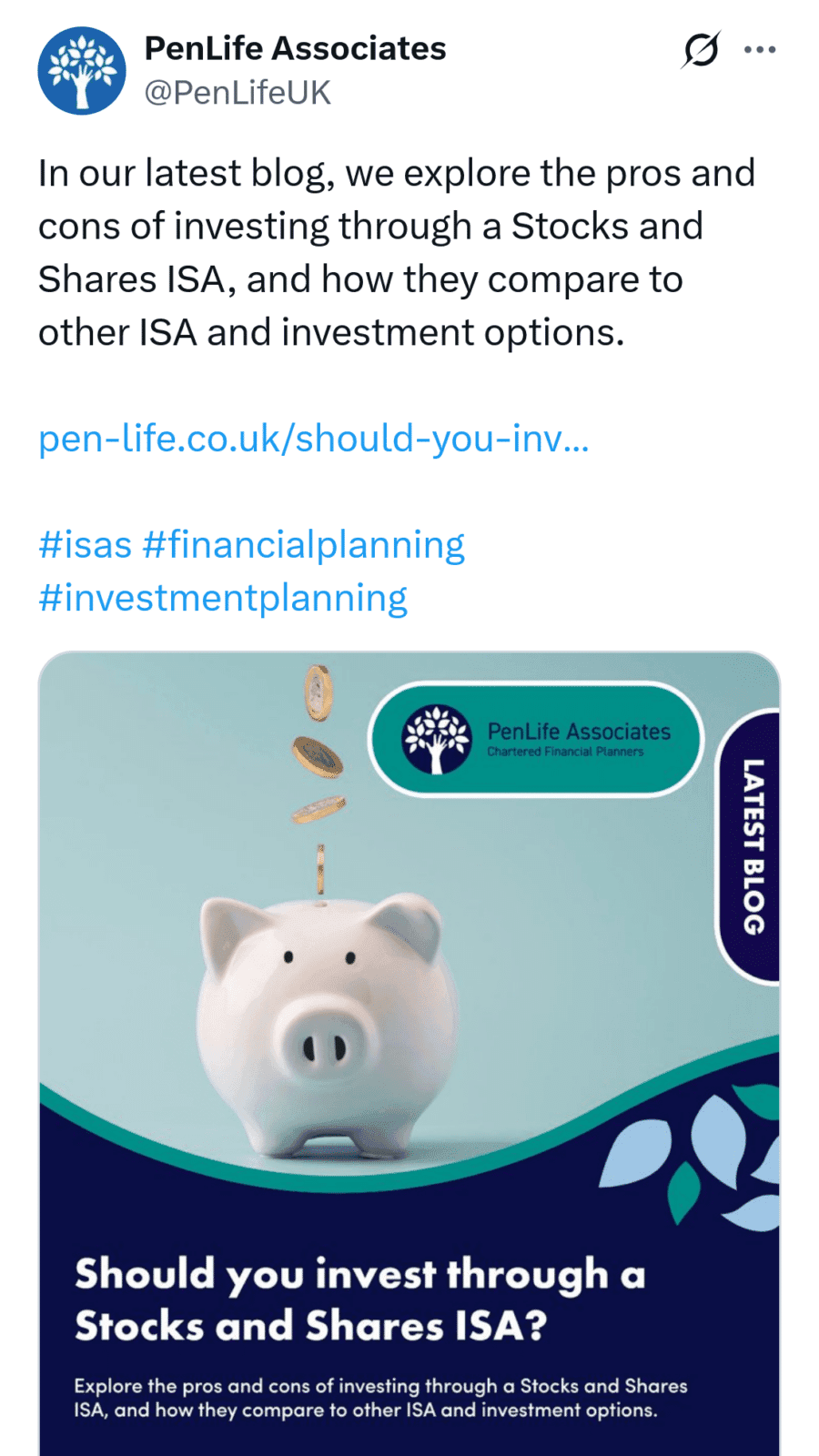 PenLife Associates post: Should you invest through a Stocks and Shares ISA?