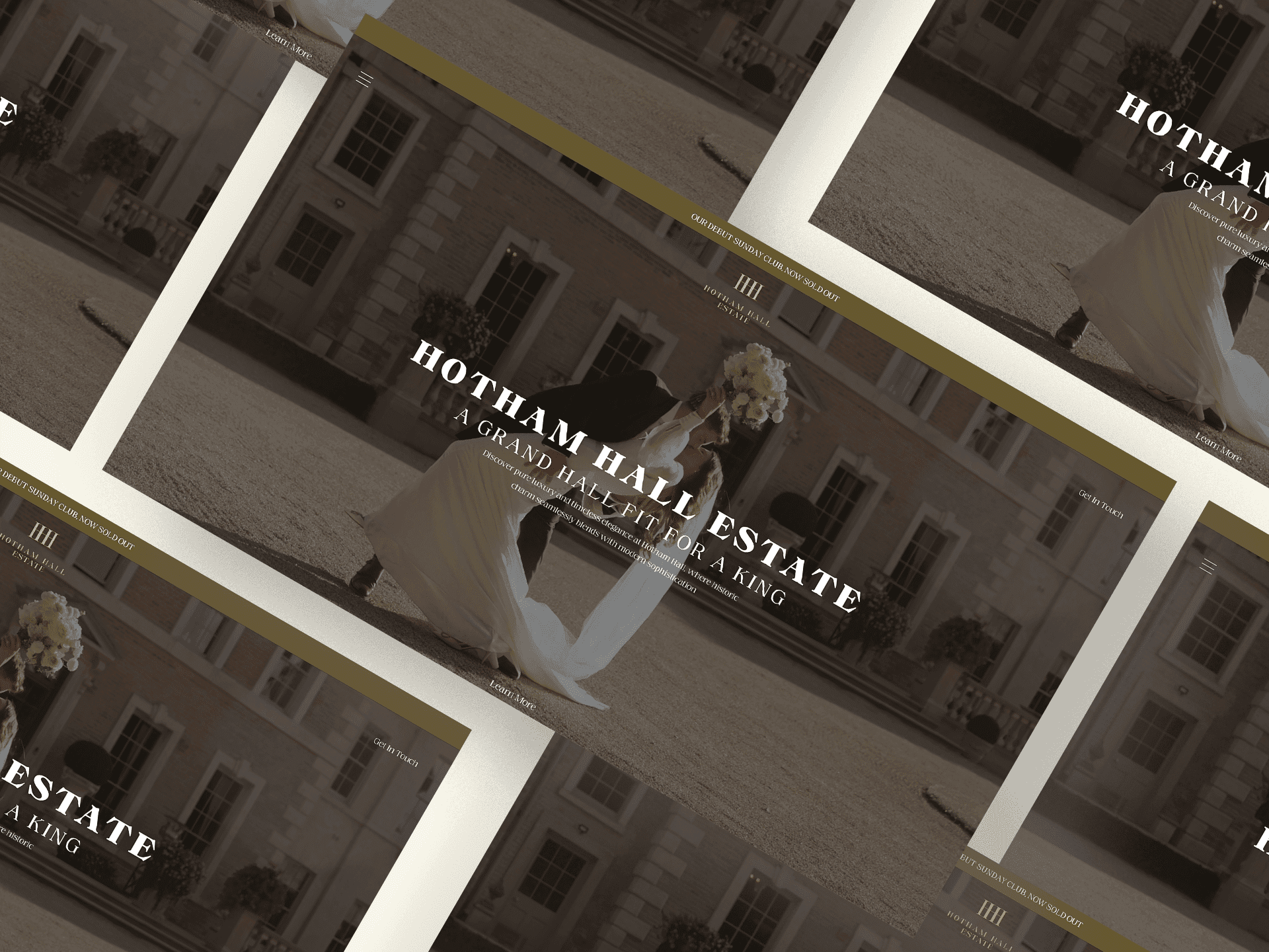 Hotham Hall Estate website pages, shown at an angle