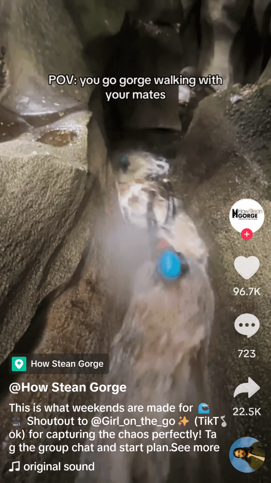 How Stean Gorge TikTok video: POV, you go gorge walking with your mates